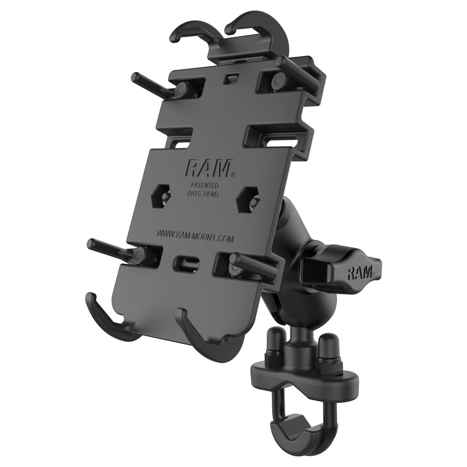 Ram Quick - Grip Phone Mount w/ Handlebar U - Bolt Base - Short | RAM - B - 149Z - A - PD3U - MojoMotoSport.com