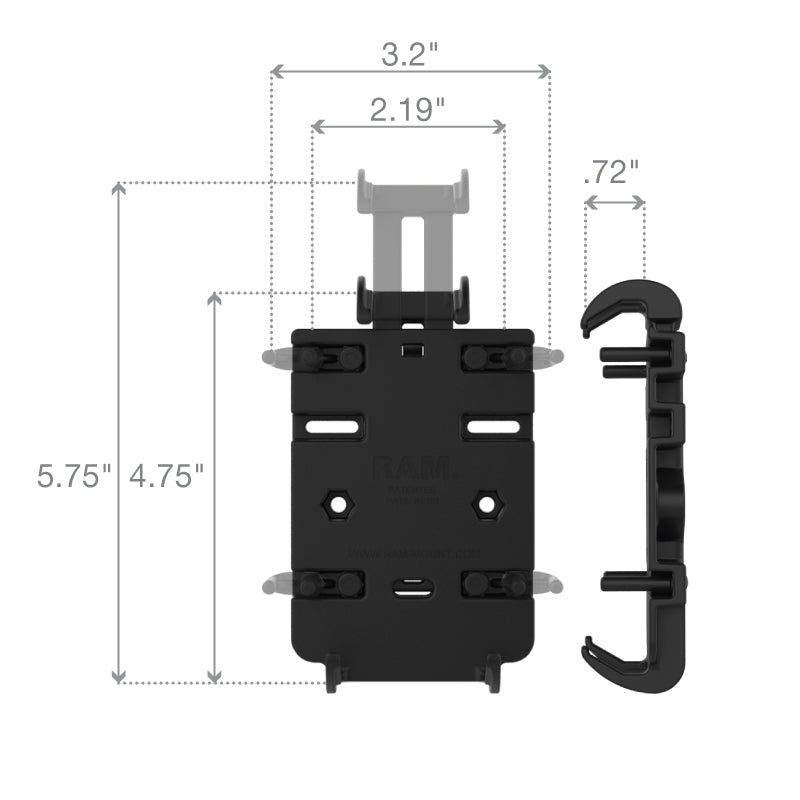 Ram Quick - Grip Phone Mount w/ Handlebar U - Bolt Base - Short | RAM - B - 149Z - A - PD3U - MojoMotoSport.com