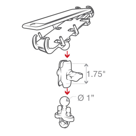 Ram Quick - Grip Phone Mount w/ Handlebar U - Bolt Base - Short | RAM - B - 149Z - A - PD3U - MojoMotoSport.com
