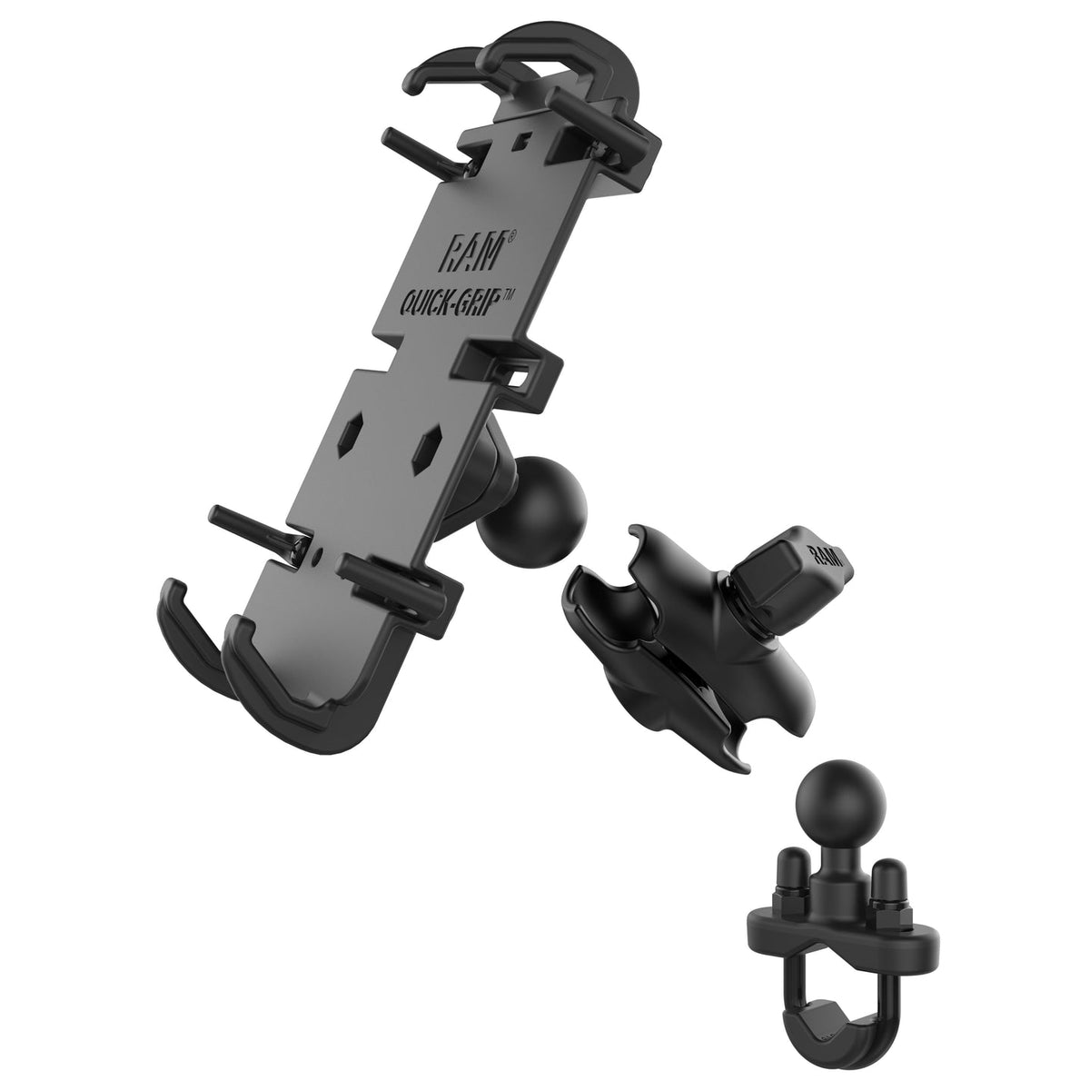 Ram Quick - Grip XL Phone Mount w/ Handlebar U - Bolt Base - Short | RAM - B - 149Z - A - PD4U - MojoMotoSport.com