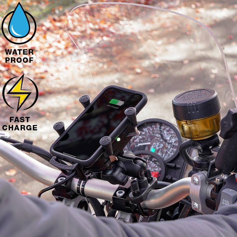 Ram Tough - Charge 10W Waterproof Wireless Charging Holder w/ Charger | RAM - HOL - UN12WB - V7M - MojoMotoSport.com