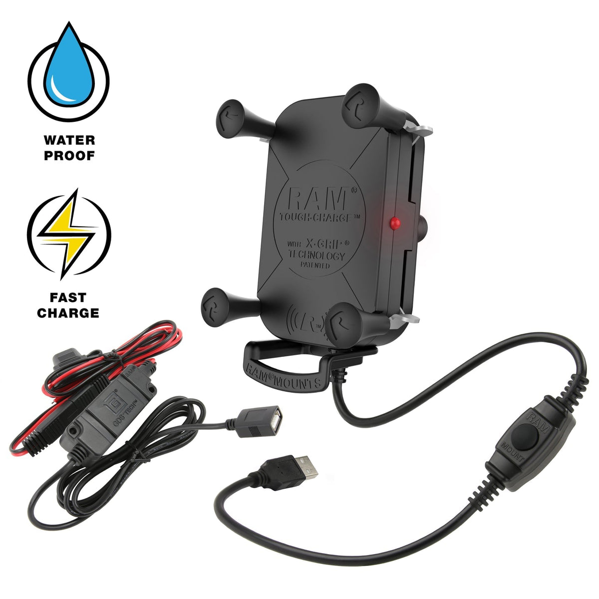 Ram Tough - Charge 10W Waterproof Wireless Charging Holder w/ Charger | RAM - HOL - UN12WB - V7M - MojoMotoSport.com