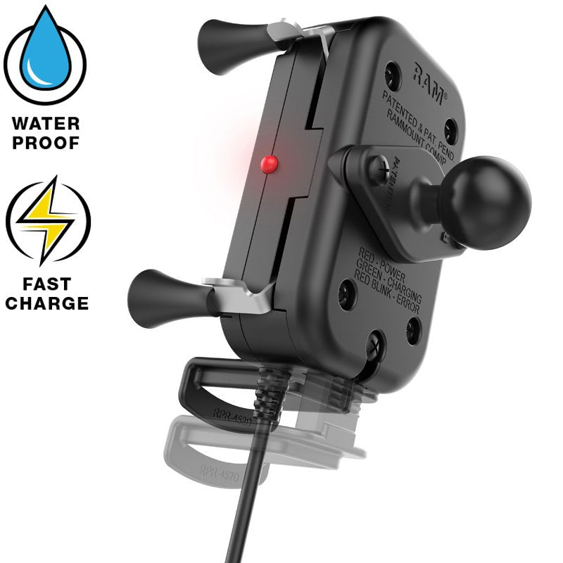 Ram Tough - Charge w/ X - Grip 10W Waterproof Wireless Charging Holder | RAM - HOL - UN12WB - MojoMotoSport.com