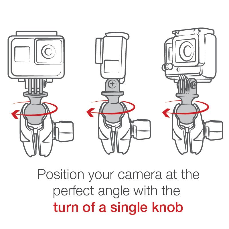 Ram Tough - Claw Medium Clamp Mount w/ Action Camera Adapter | RAP - B - 404 - GOP1U - MojoMotoSport.com