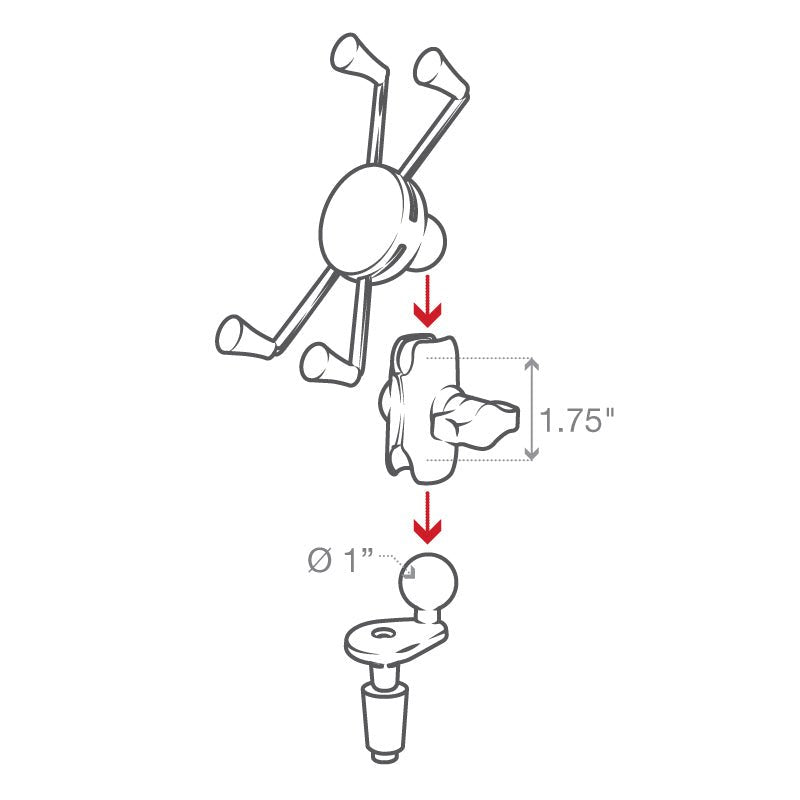 Ram X - Grip Large Phone Mount w/ Motorcycle Fork Stem Base | RAM - B - 176 - A - UN10U - MojoMotoSport.com