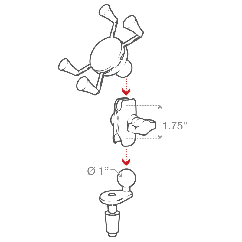 Ram X - Grip Phone Holder w/ Motorcycle Fork Stem Base | RAM - B - 176 - A - UN7 - MojoMotoSport.com