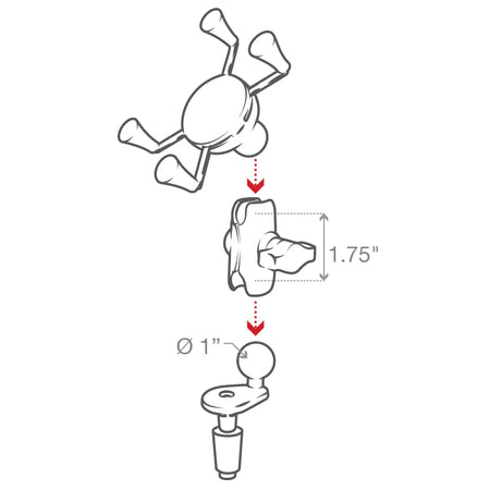 Ram X - Grip Phone Holder w/ Motorcycle Fork Stem Base | RAM - B - 176 - A - UN7 - MojoMotoSport.com