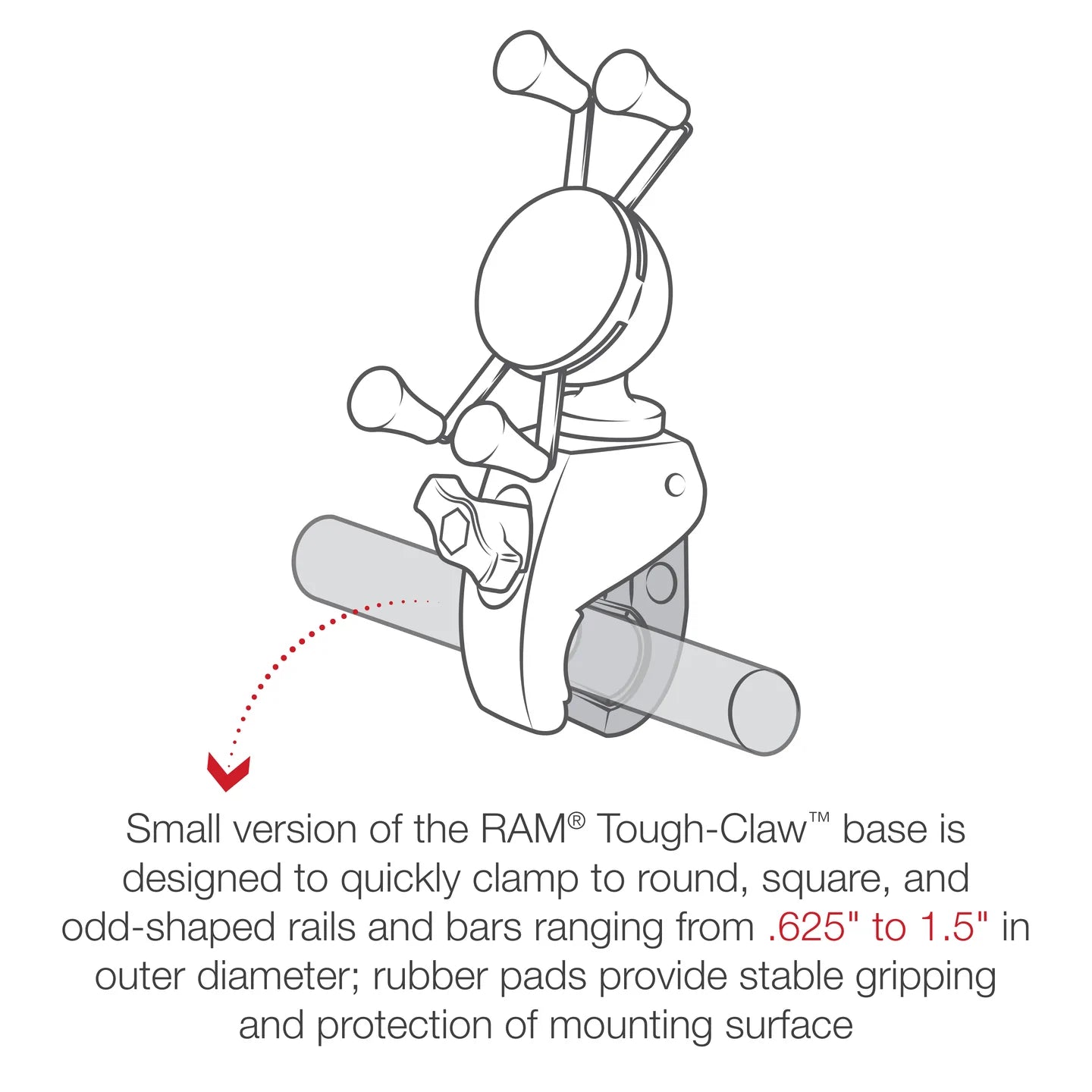 Ram X - Grip Phone Mount w/ RAM Snap - Link Tough - Claw | RAM - HOL - UN7 - 400 - MojoMotoSport.com