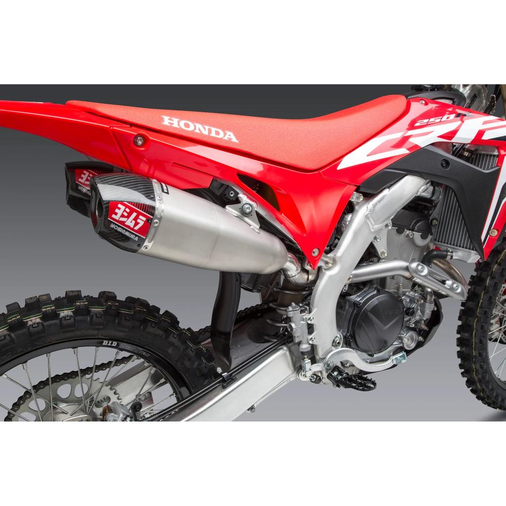 Yoshimura RS - 9T Stainless Dual Mufflers 2020 - 21 Honda CRF250R/RX | 22844BR520 - MojoMotoSport.com